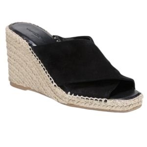 Vince | Gaelan Espadrille Crossover Sandals in Black Suede Size 5M Women's